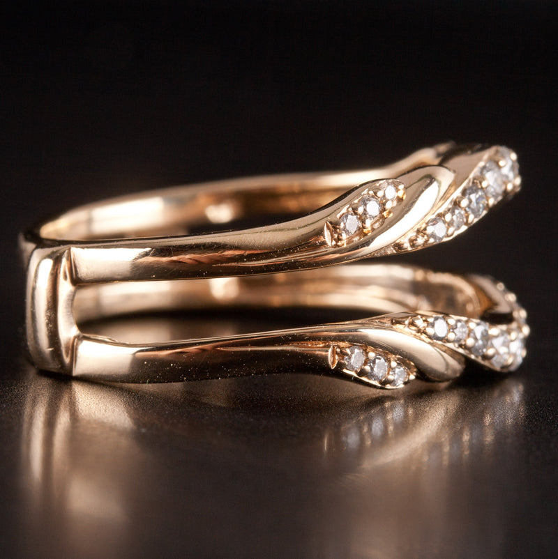 14k Yellow Gold Round H SI2-SI3 Diamond Wedding Ring Guard / Enhancer .20ctw 5g