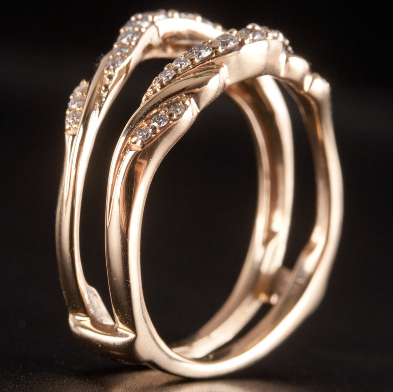 14k Yellow Gold Round H SI2-SI3 Diamond Wedding Ring Guard / Enhancer .20ctw 5g