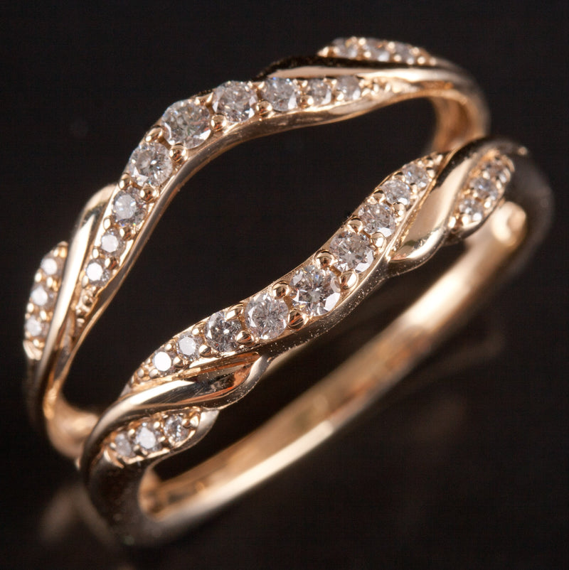 14k Yellow Gold Round H SI2-SI3 Diamond Wedding Ring Guard / Enhancer .20ctw 5g