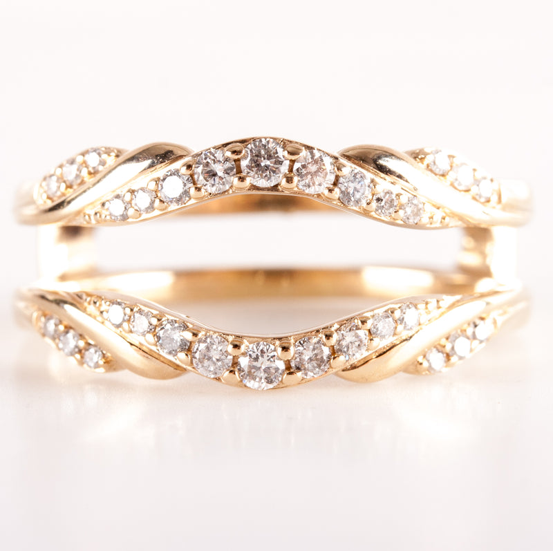 14k Yellow Gold Round H SI2-SI3 Diamond Wedding Ring Guard / Enhancer .20ctw 5g
