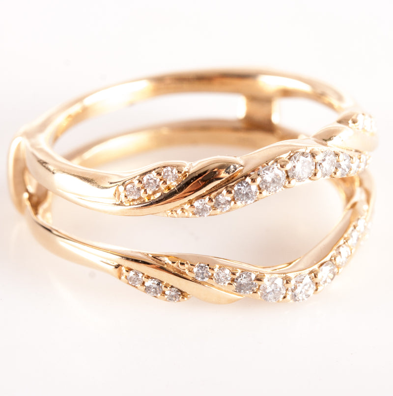 14k Yellow Gold Round H SI2-SI3 Diamond Wedding Ring Guard / Enhancer .20ctw 5g