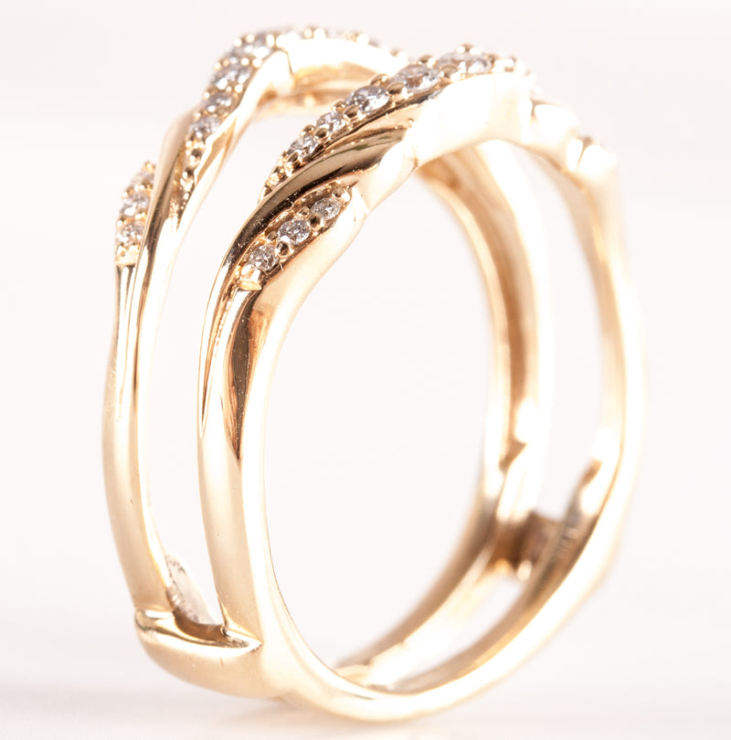 14k Yellow Gold Round H SI2-SI3 Diamond Wedding Ring Guard / Enhancer .20ctw 5g