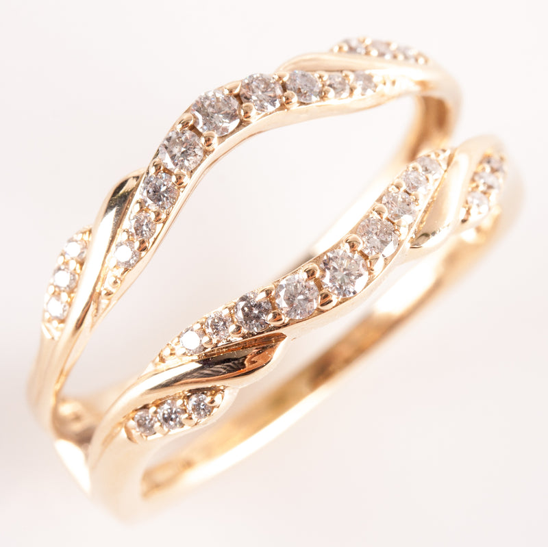 14k Yellow Gold Round H SI2-SI3 Diamond Wedding Ring Guard / Enhancer .20ctw 5g