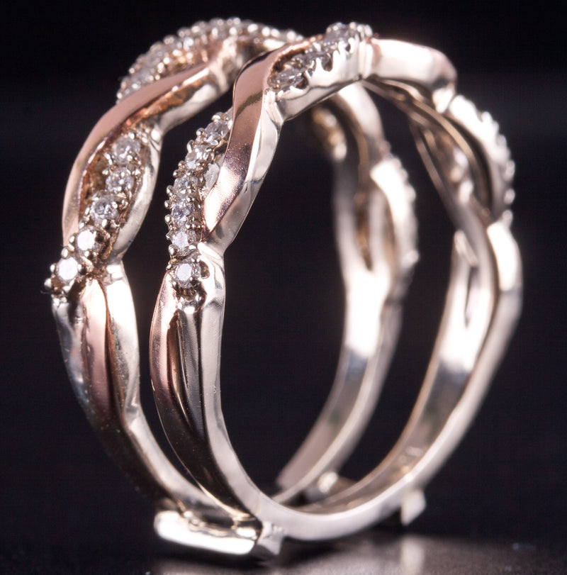 14k White Rose Gold Round G-H SI1 Diamond Wedding Ring Guard / Enhancer .42ctw