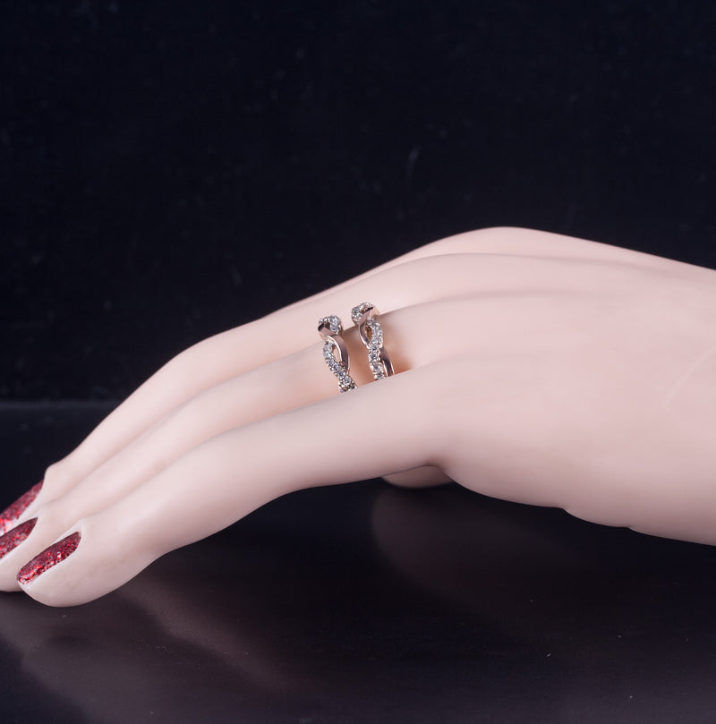 14k White Rose Gold Round G-H SI1 Diamond Wedding Ring Guard / Enhancer .42ctw