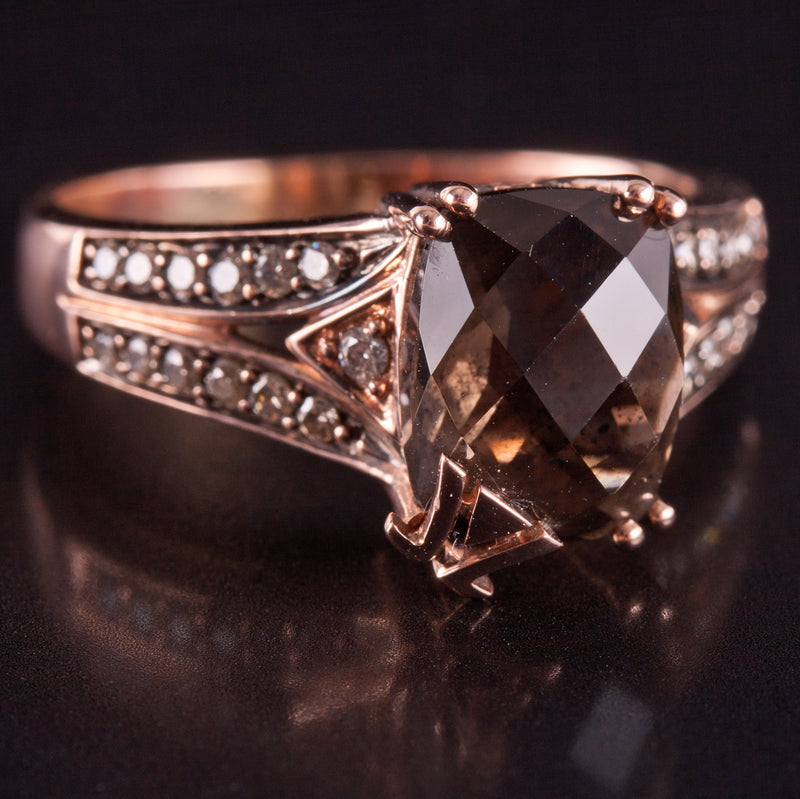 14k Rose Gold Le Vian AA Smoky Quartz Brown Diamond Ring 2.985ctw 5.17g