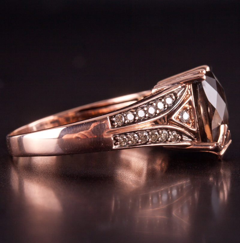 14k Rose Gold Le Vian AA Smoky Quartz Brown Diamond Ring 2.985ctw 5.17g
