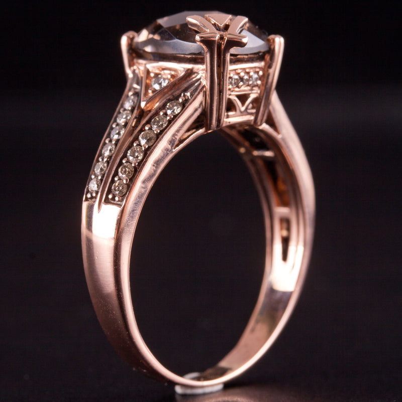 14k Rose Gold Le Vian AA Smoky Quartz Brown Diamond Ring 2.985ctw 5.17g