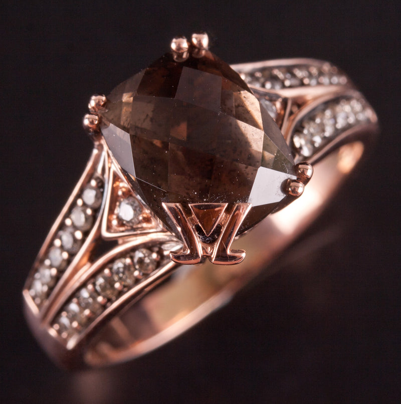 14k Rose Gold Le Vian AA Smoky Quartz Brown Diamond Ring 2.985ctw 5.17g