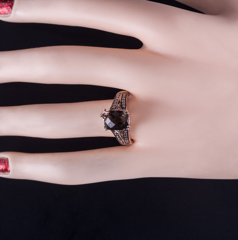 14k Rose Gold Le Vian AA Smoky Quartz Brown Diamond Ring 2.985ctw 5.17g