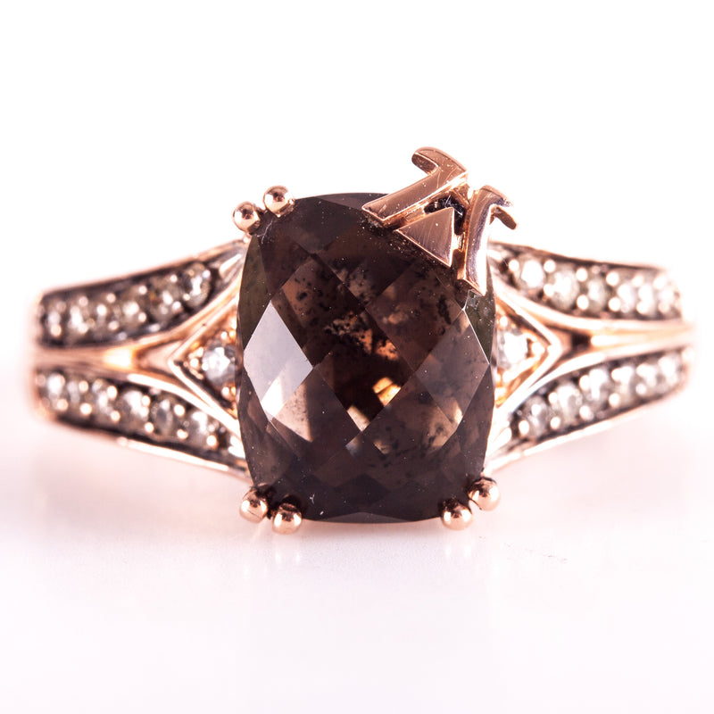 14k Rose Gold Le Vian AA Smoky Quartz Brown Diamond Ring 2.985ctw 5.17g