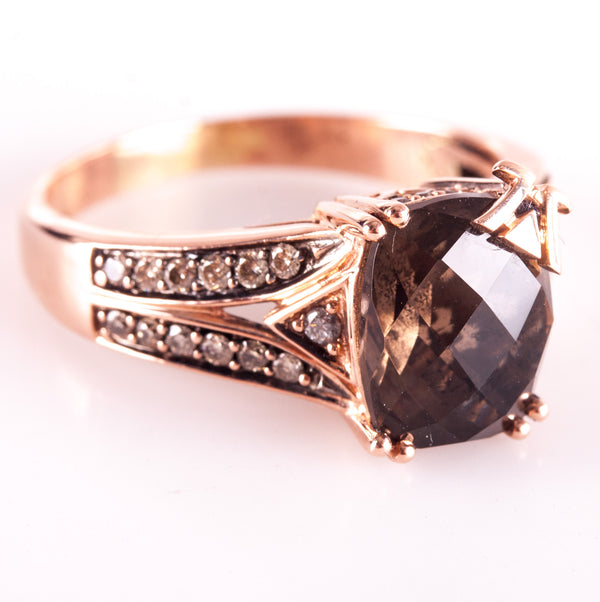 14k Rose Gold Le Vian AA Smoky Quartz Brown Diamond Ring 2.985ctw 5.17g