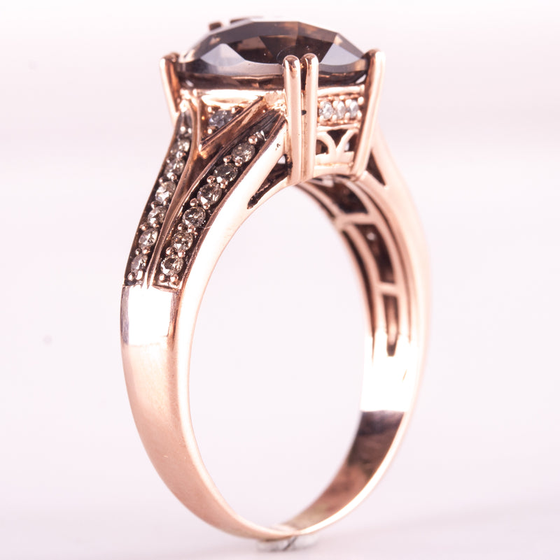 14k Rose Gold Le Vian AA Smoky Quartz Brown Diamond Ring 2.985ctw 5.17g