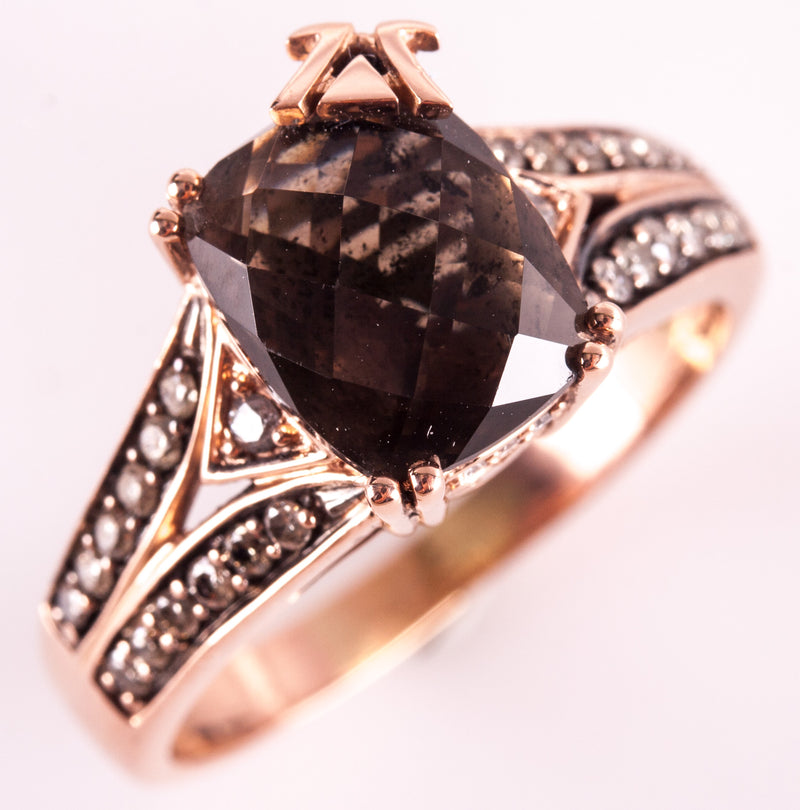 14k Rose Gold Le Vian AA Smoky Quartz Brown Diamond Ring 2.985ctw 5.17g