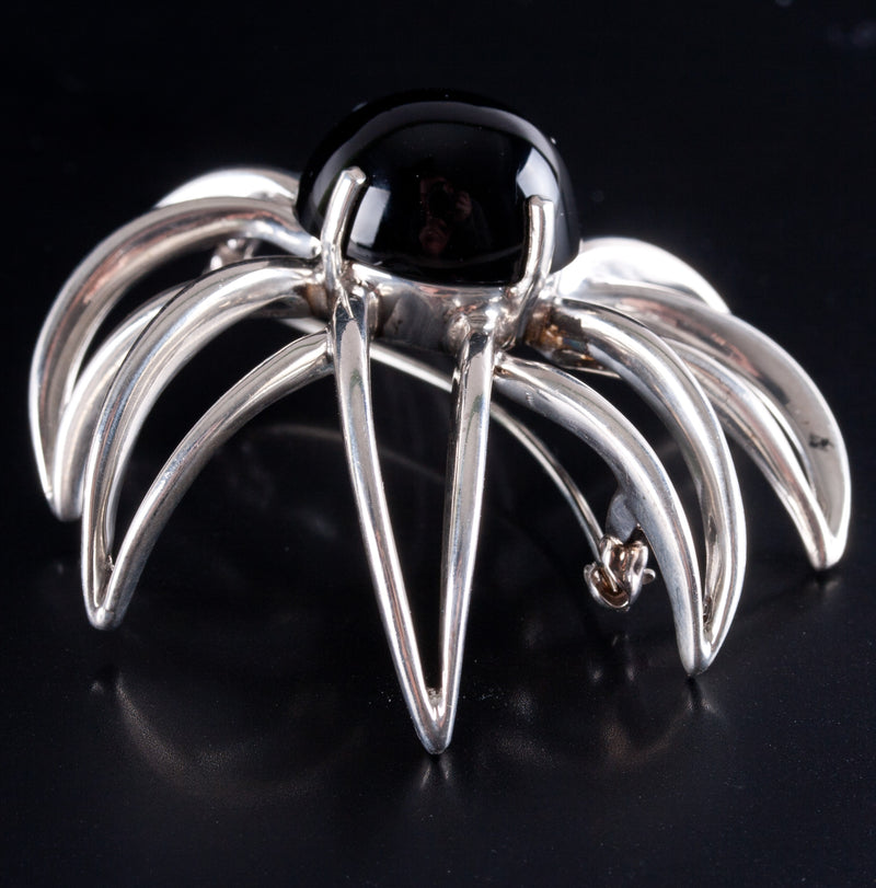 Tiffany & Co. Fireworks Collection Sterling Silver Oval Cabochon Onyx Brooch