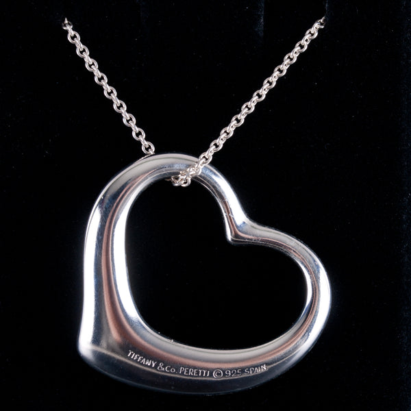 Tiffany Elsa Peretti Mini Small Open Heart Pendant Charm in