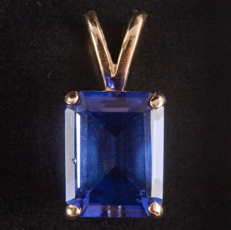 14k Yellow Gold Emerald Shaped Tanzanite Earring Pendant Set 3.75ctw 2.57g