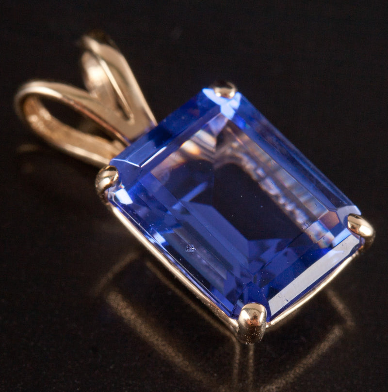 14k Yellow Gold Emerald Shaped Tanzanite Earring Pendant Set 3.75ctw 2.57g