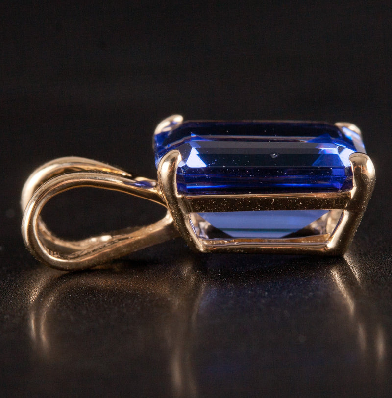14k Yellow Gold Emerald Shaped Tanzanite Earring Pendant Set 3.75ctw 2.57g
