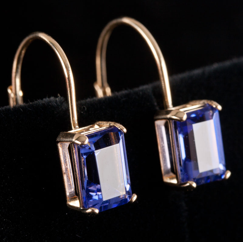 14k Yellow Gold Emerald Shaped Tanzanite Earring Pendant Set 3.75ctw 2.57g