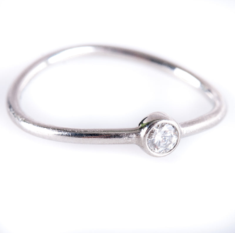Tiffany & Co. Elsa Peretti Platinum Diamond Solitaire Ring W/ Box .07ct 1.20g