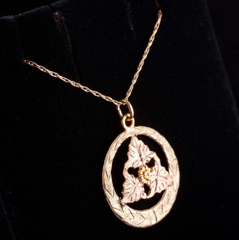 14k / 10k Yellow Rose Gold Round Floral Pendant W/ 20" Chain 2.11g