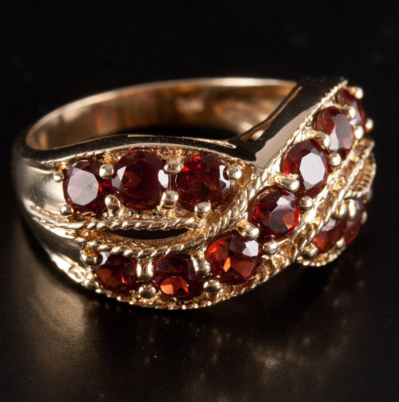 10k Yellow Gold Round Mozambique Garnet Cocktail Style Ring 2.34ctw 5.1g