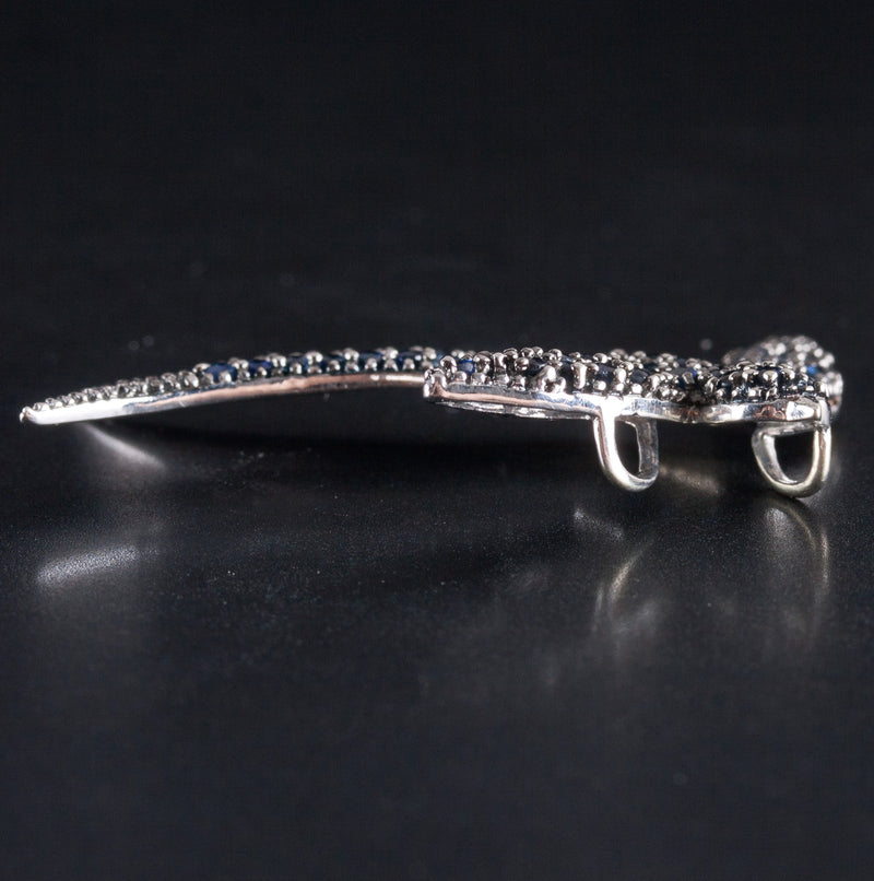 14k White Gold Sapphire Swallow Bird Style Pendant .48ctw 3.69g 37.7mm x 31.2mm