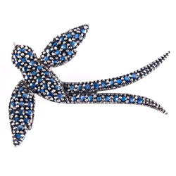 14k White Gold Sapphire Swallow Bird Style Pendant .48ctw 3.69g 37.7mm x 31.2mm