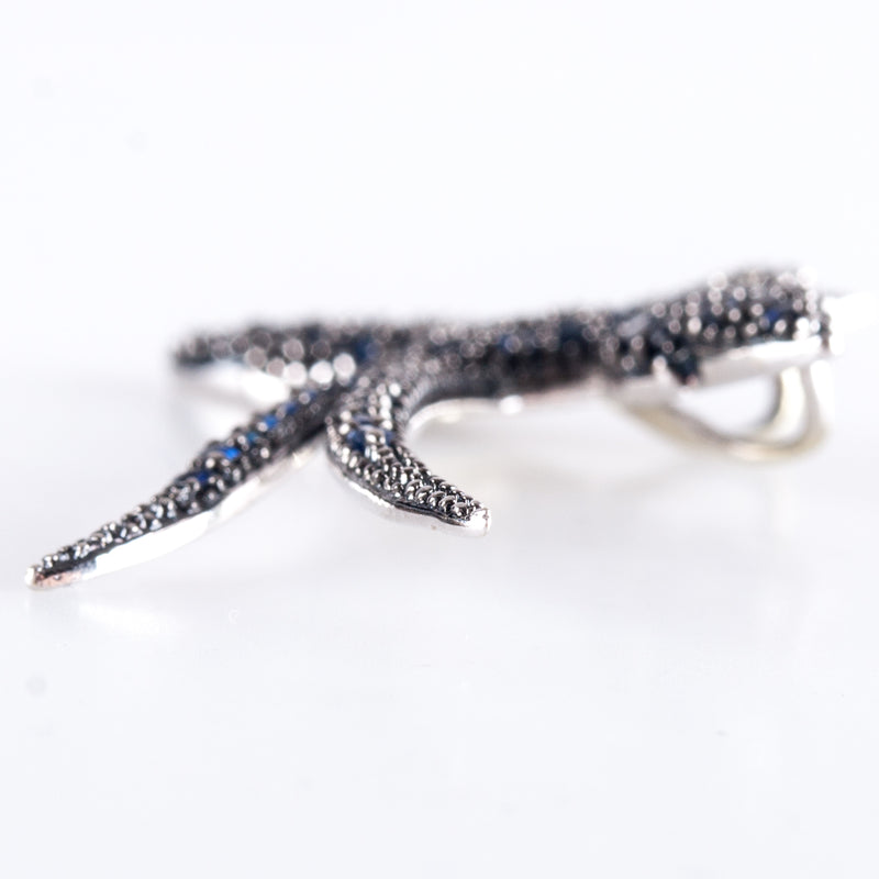 14k White Gold Sapphire Swallow Bird Style Pendant .48ctw 3.69g 37.7mm x 31.2mm