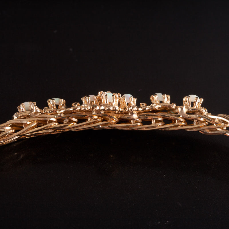 14k Yellow Gold Round Cabochon AA Opal Chain Style Bracelet .70ctw 19.7g