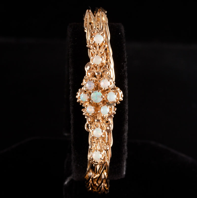 14k Yellow Gold Round Cabochon AA Opal Chain Style Bracelet .70ctw 19.7g