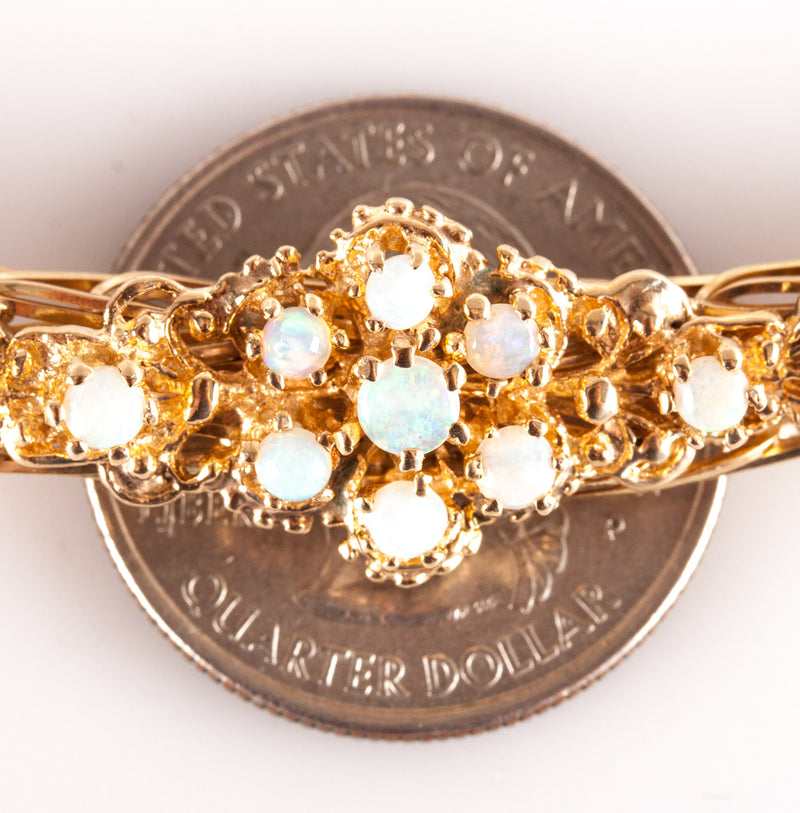 14k Yellow Gold Round Cabochon AA Opal Chain Style Bracelet .70ctw 19.7g
