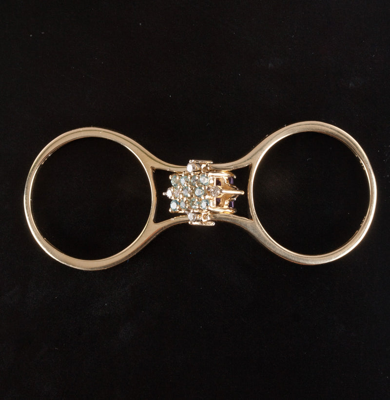 14k Yellow Gold Amethyst Aquamarine Diamond Reversible Style Ring 1.13ctw 4.5g