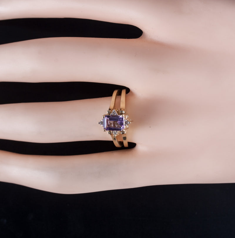 14k Yellow Gold Amethyst Aquamarine Diamond Reversible Style Ring 1.13ctw 4.5g