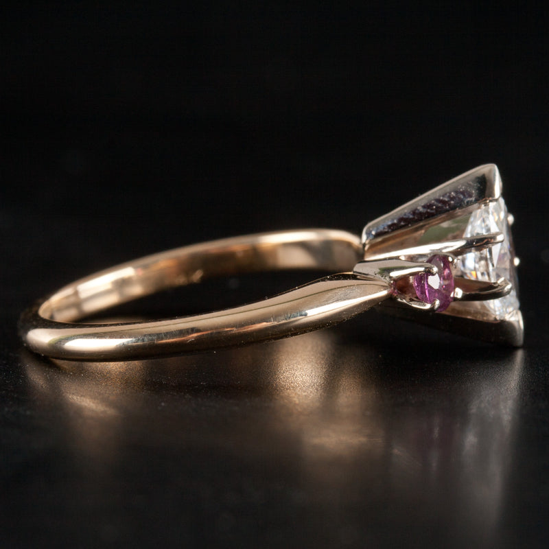 14k Yellow White Gold Marquise Diamond Round Ruby Engagement Ring .74ctw 2.85g