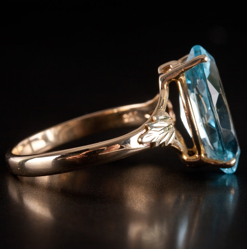 10k Yellow Gold Marquise Blue Topaz Solitaire Ring 3.41ct 2.97g