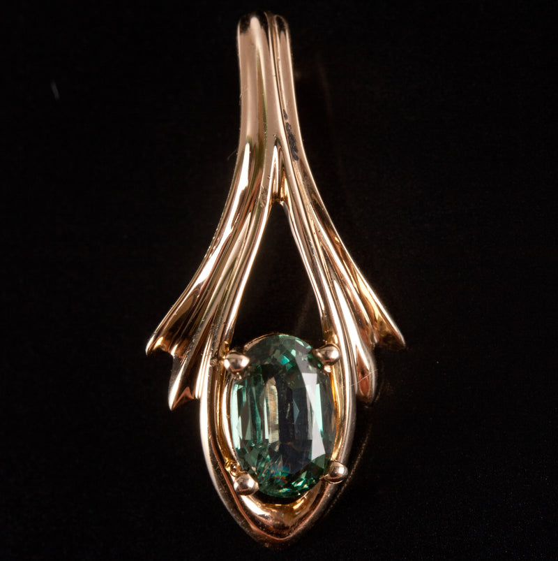 14k Yellow Gold Natural AA Alexandrite Solitaire Style Pendant 1.0ct 1.75g