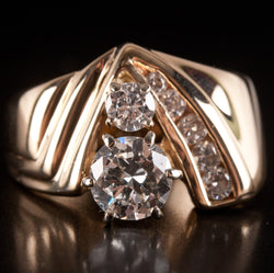14k Yellow Gold Transitional Round H VS2 Diamond Engagement Ring 1.39ctw 9.42g