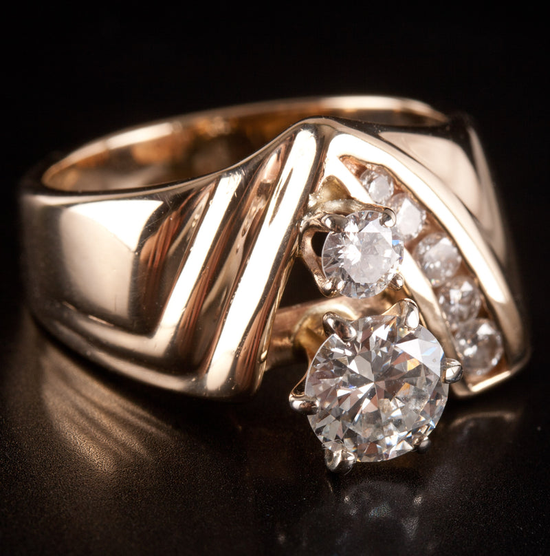 14k Yellow Gold Transitional Round H VS2 Diamond Engagement Ring 1.39ctw 9.42g