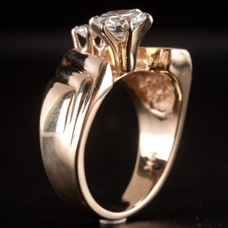 14k Yellow Gold Transitional Round H VS2 Diamond Engagement Ring 1.39ctw 9.42g