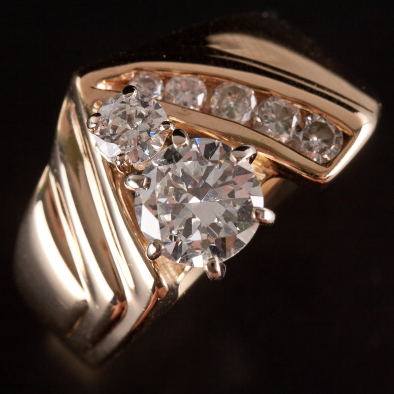 14k Yellow Gold Transitional Round H VS2 Diamond Engagement Ring 1.39ctw 9.42g