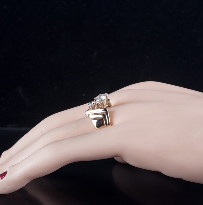 14k Yellow Gold Transitional Round H VS2 Diamond Engagement Ring 1.39ctw 9.42g