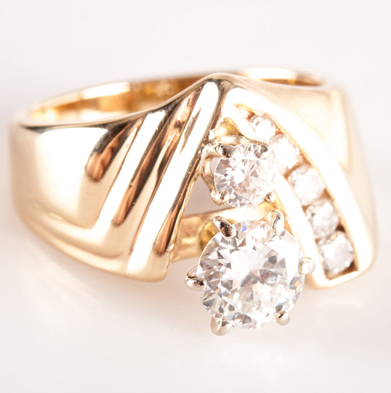 14k Yellow Gold Transitional Round H VS2 Diamond Engagement Ring 1.39ctw 9.42g