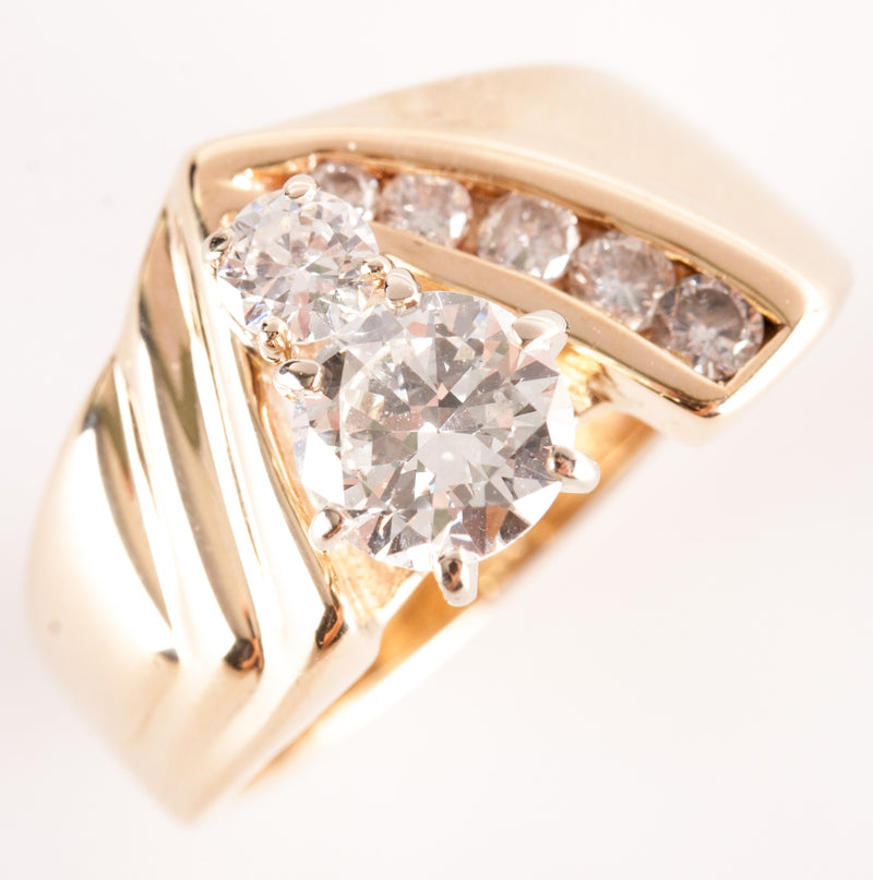 14k Yellow Gold Transitional Round H VS2 Diamond Engagement Ring 1.39ctw 9.42g