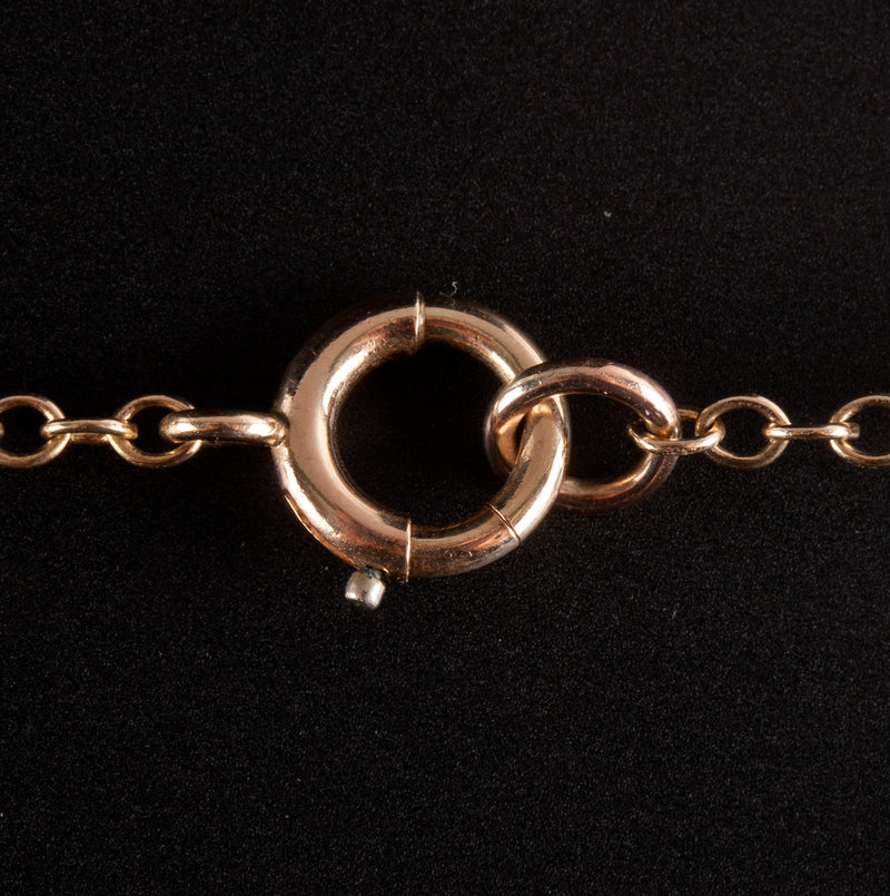 Vintage 1950's 10k Yellow Gold Oval Cabochon Scarab Style Multi-Stone Necklace