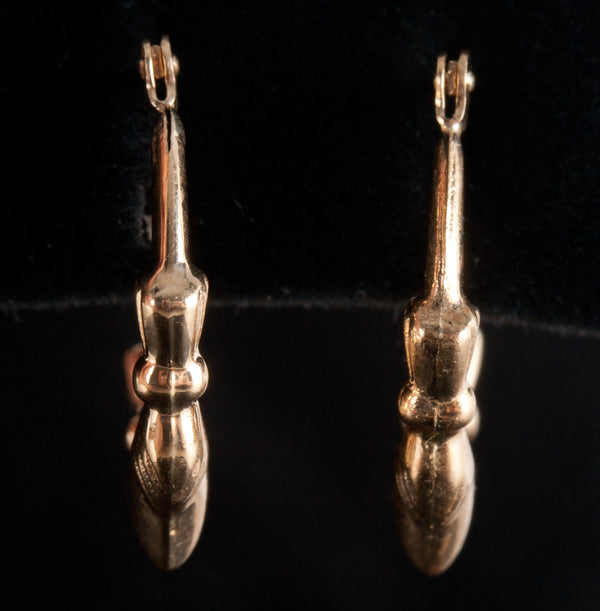 14k Yellow Gold Claddagh Heart Style Hoop Earrings .84g 15.5mm x 16.8mm