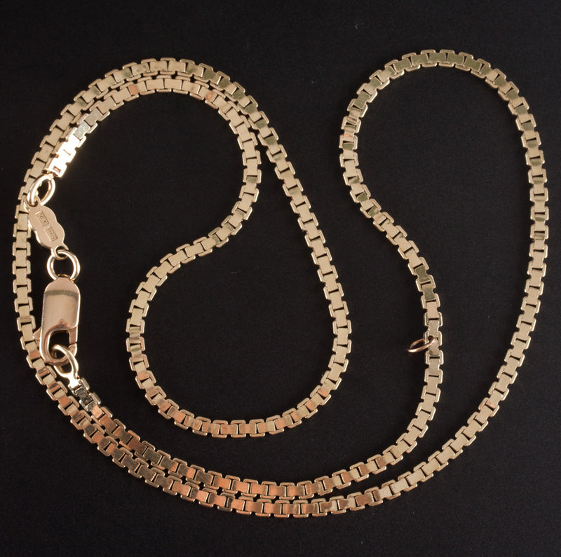 14k Yellow Gold Italian Venetian Adjustable Chain Necklace 13.85g 21"-18" Length