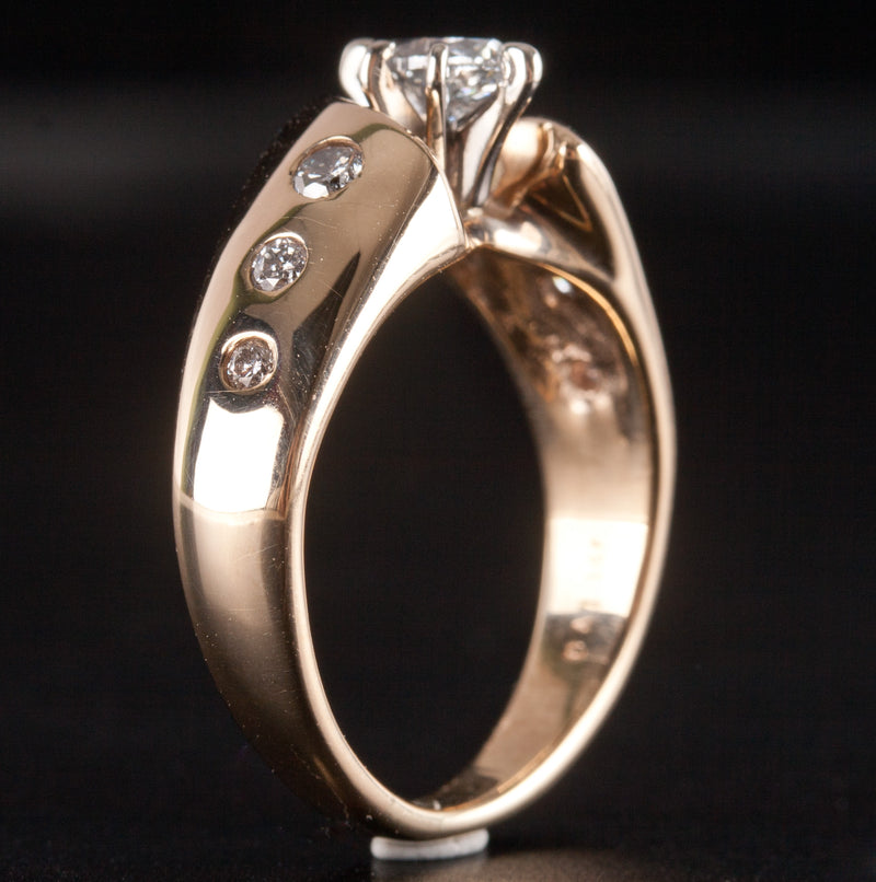 14k Yellow Gold Marquise / Round H SI2 Diamond Engagement Ring .425ctw 5.13g