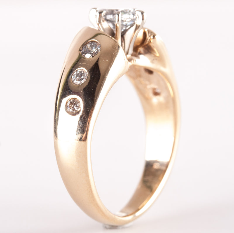 14k Yellow Gold Marquise / Round H SI2 Diamond Engagement Ring .425ctw 5.13g